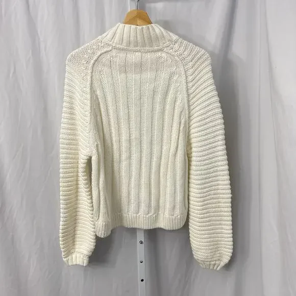 Free People Sweetheart Sweater Womens Small Ivory Boho Chunky Knit Mock Neck - Picture 11 of 13